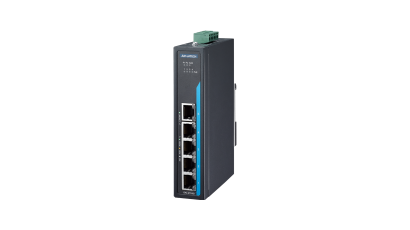 4GE PoE+1GE, 非网管型工业交换机, IEEE802.3af/at, 24~48VDC, -40~75℃